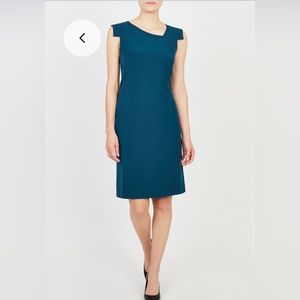 August 1 Eight Blue Sheath Dress with Asymmetrical Neckline